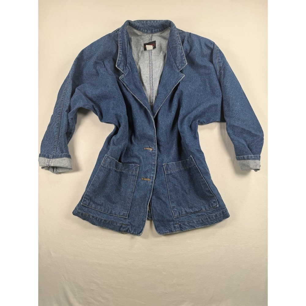 Vtg Sunbelt Sportswear Sz L Denim Chore Blazer Jacket Oversized 90s Dad Grandpa
